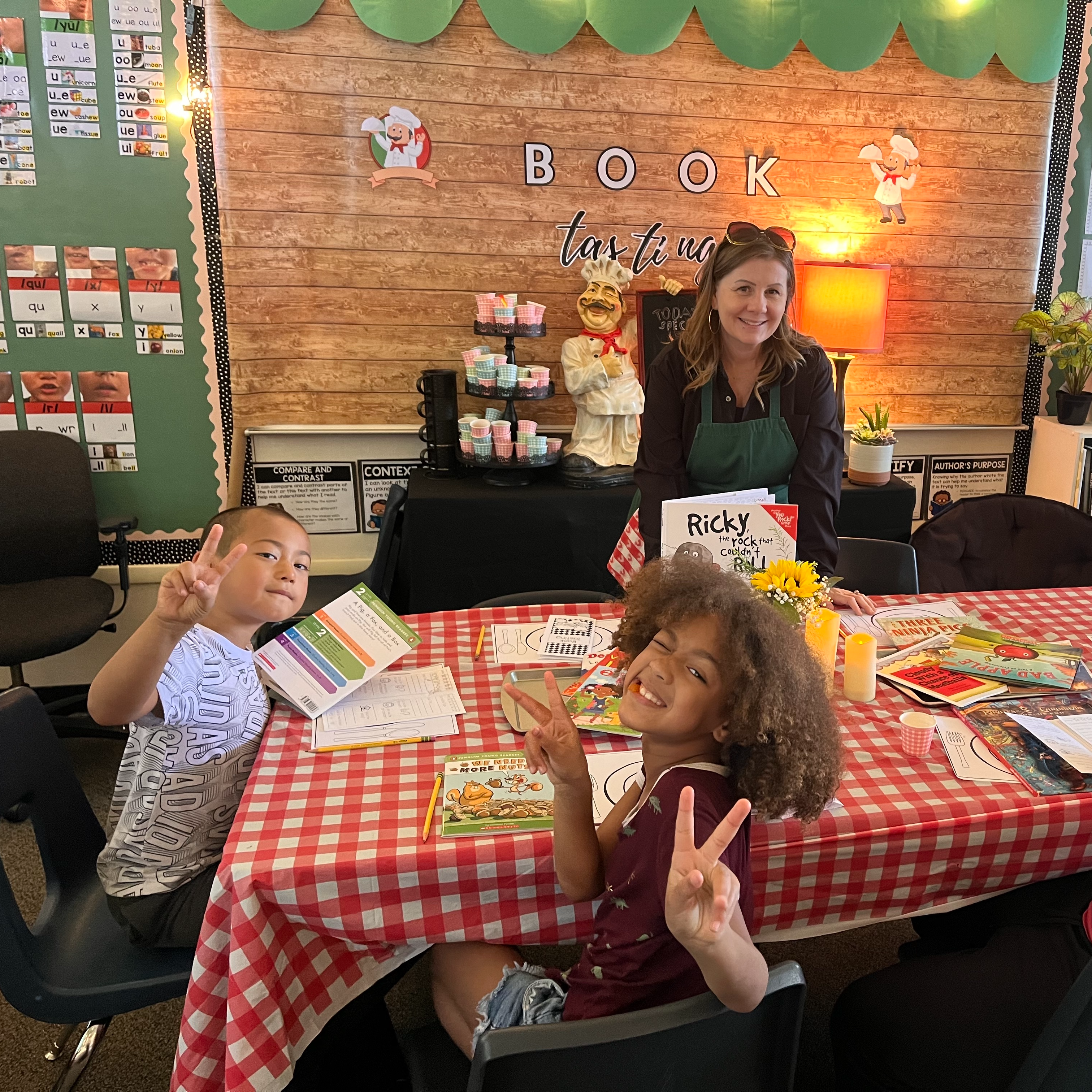 2nd grade students at book tasting event