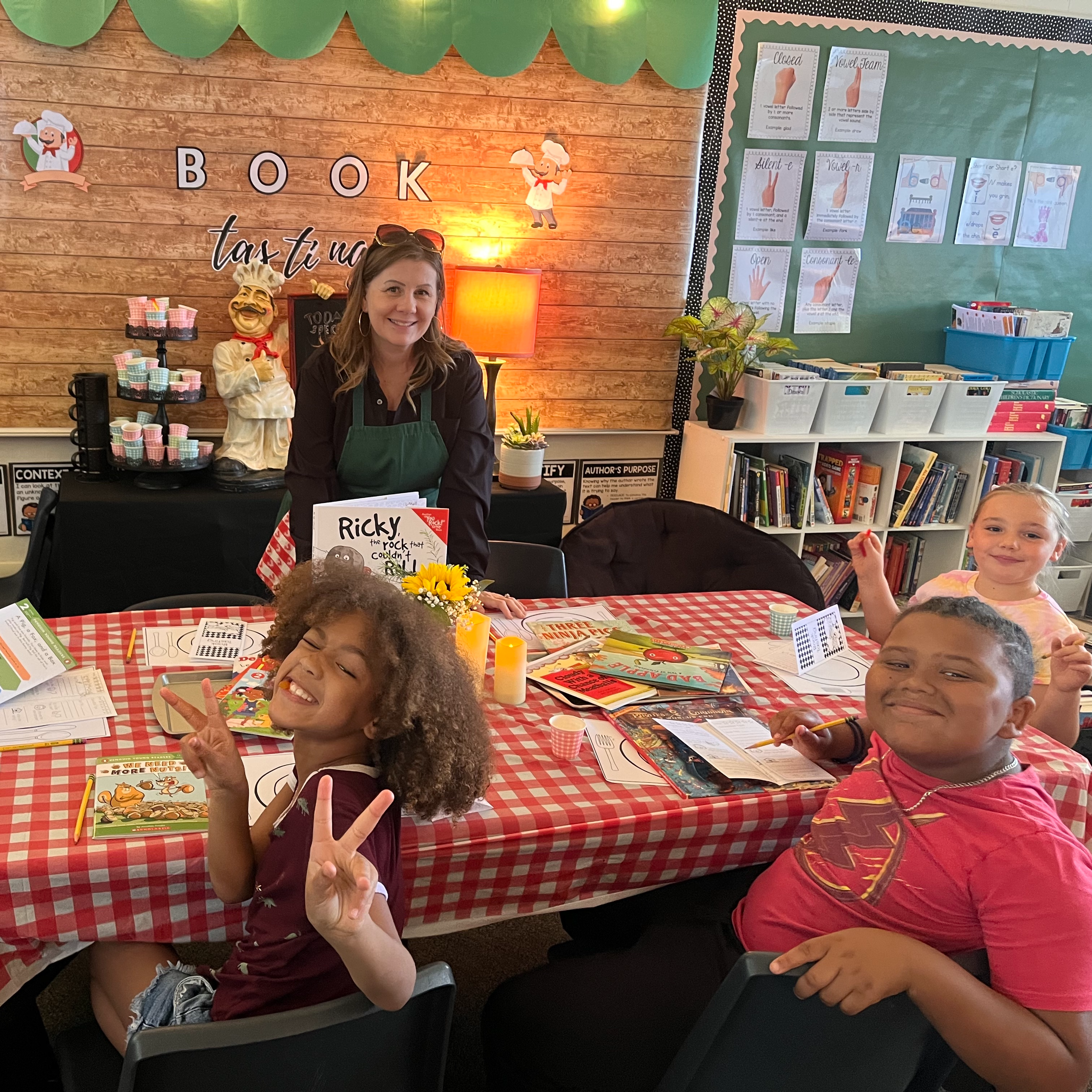 2nd grade students at the book tasting event