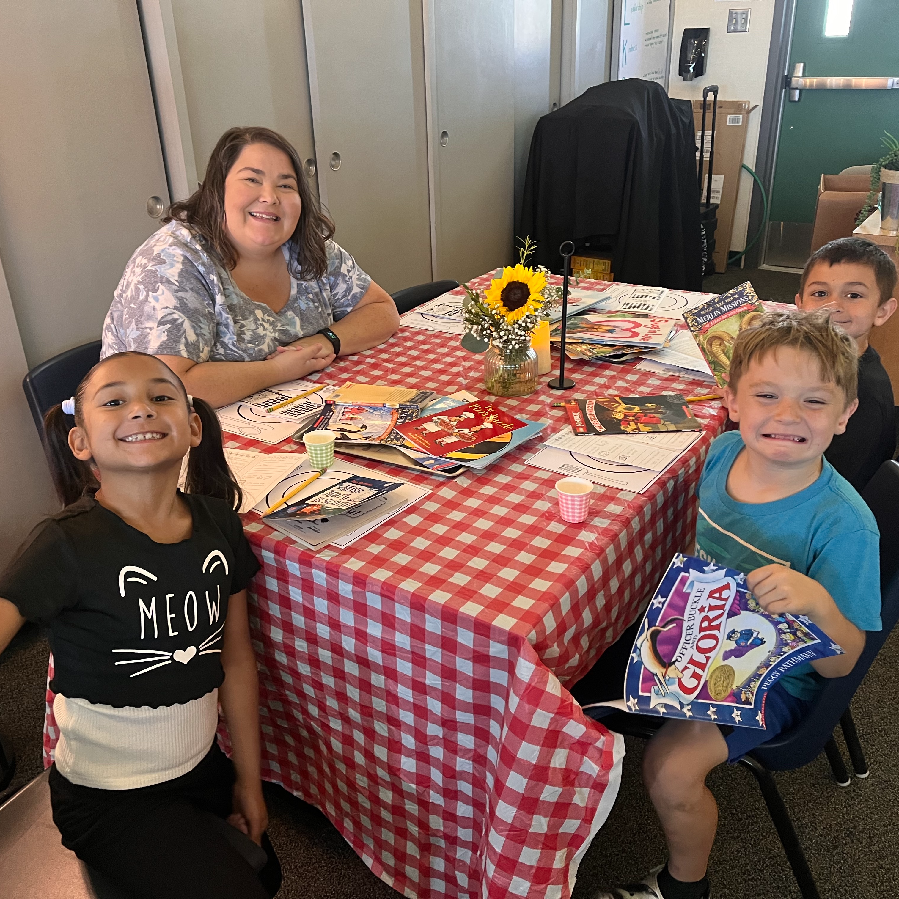 2nd grade at book tasting event