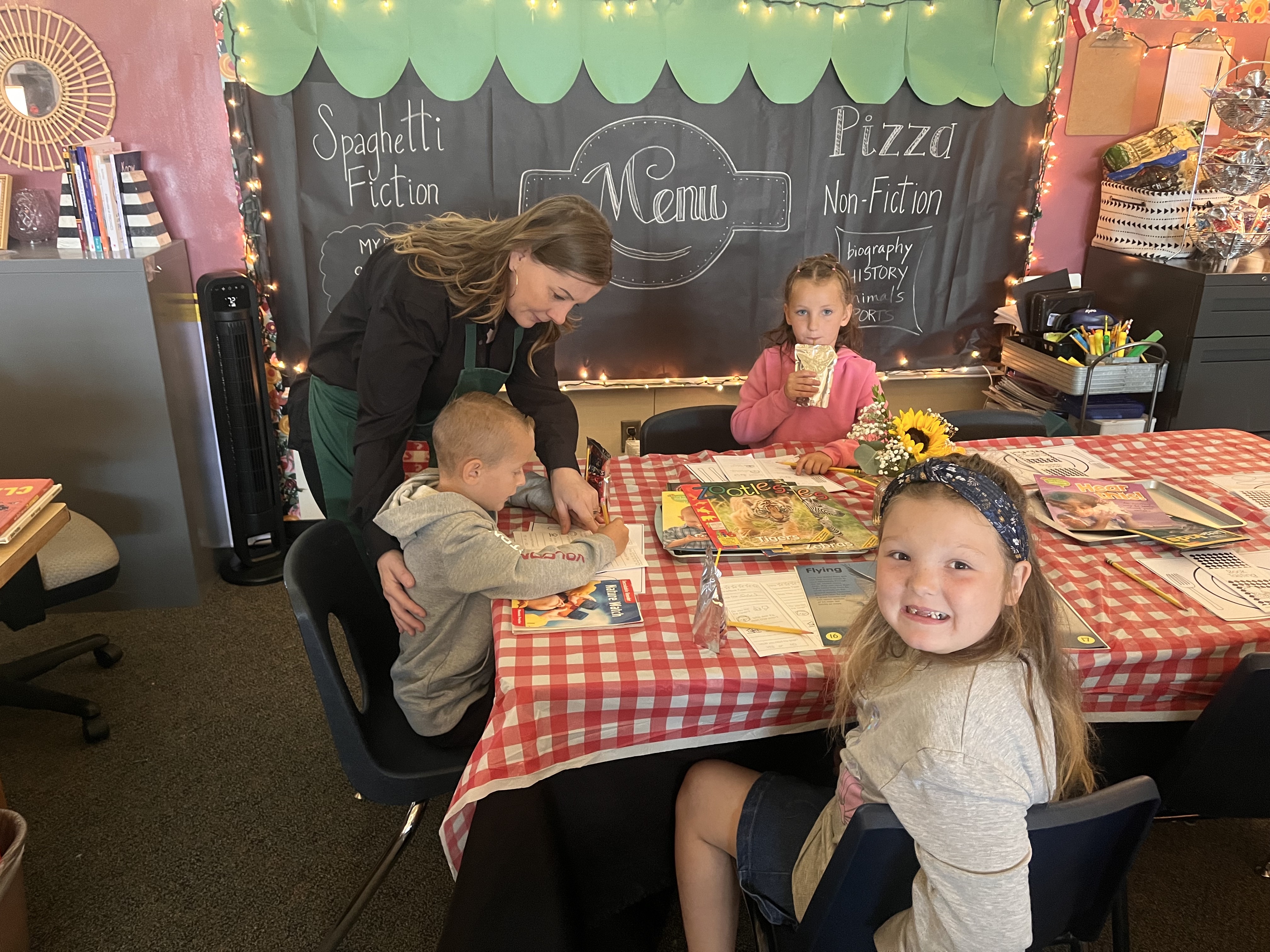 1st grade at book tasting event