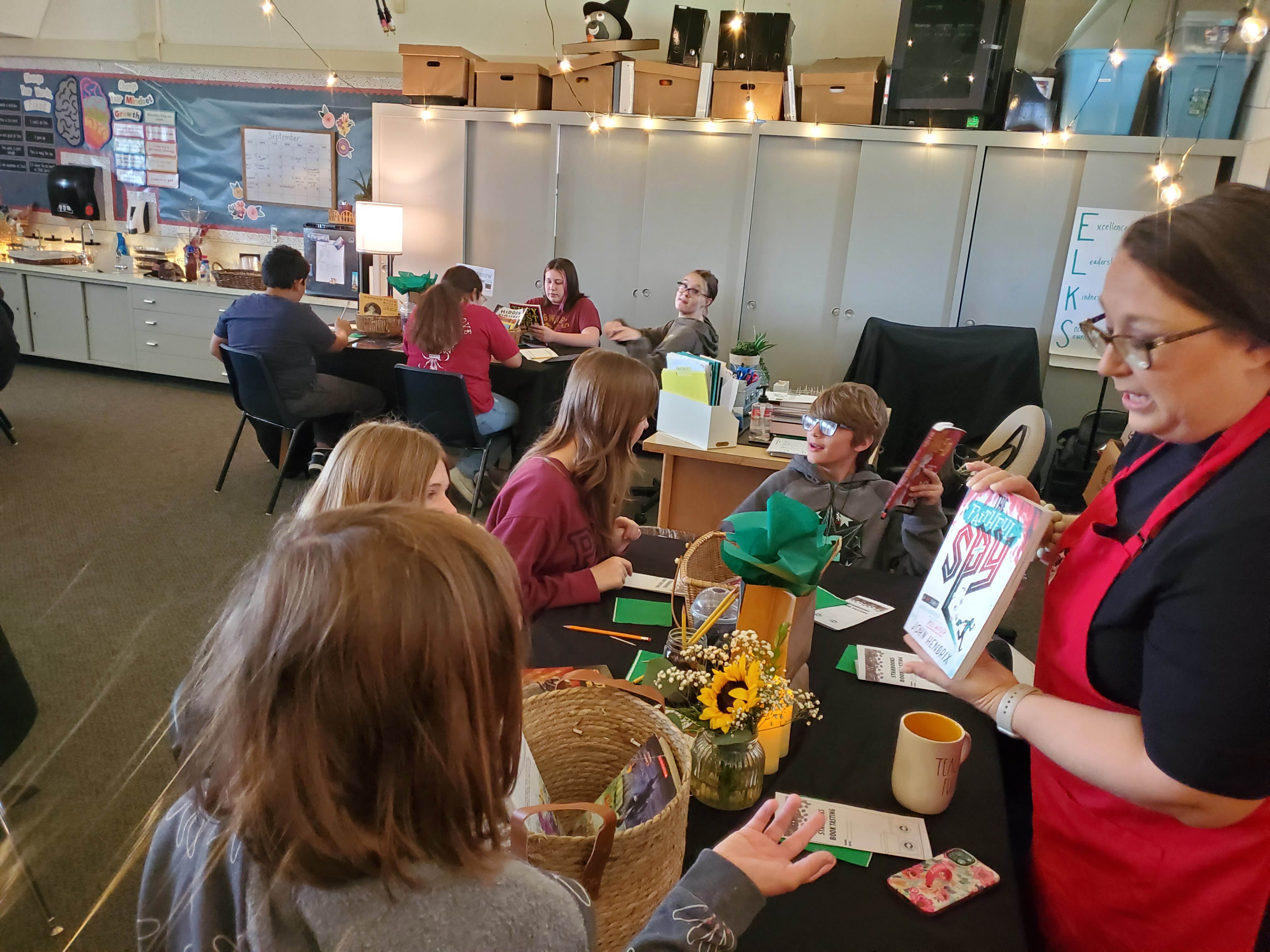 7th grade at book tasting event