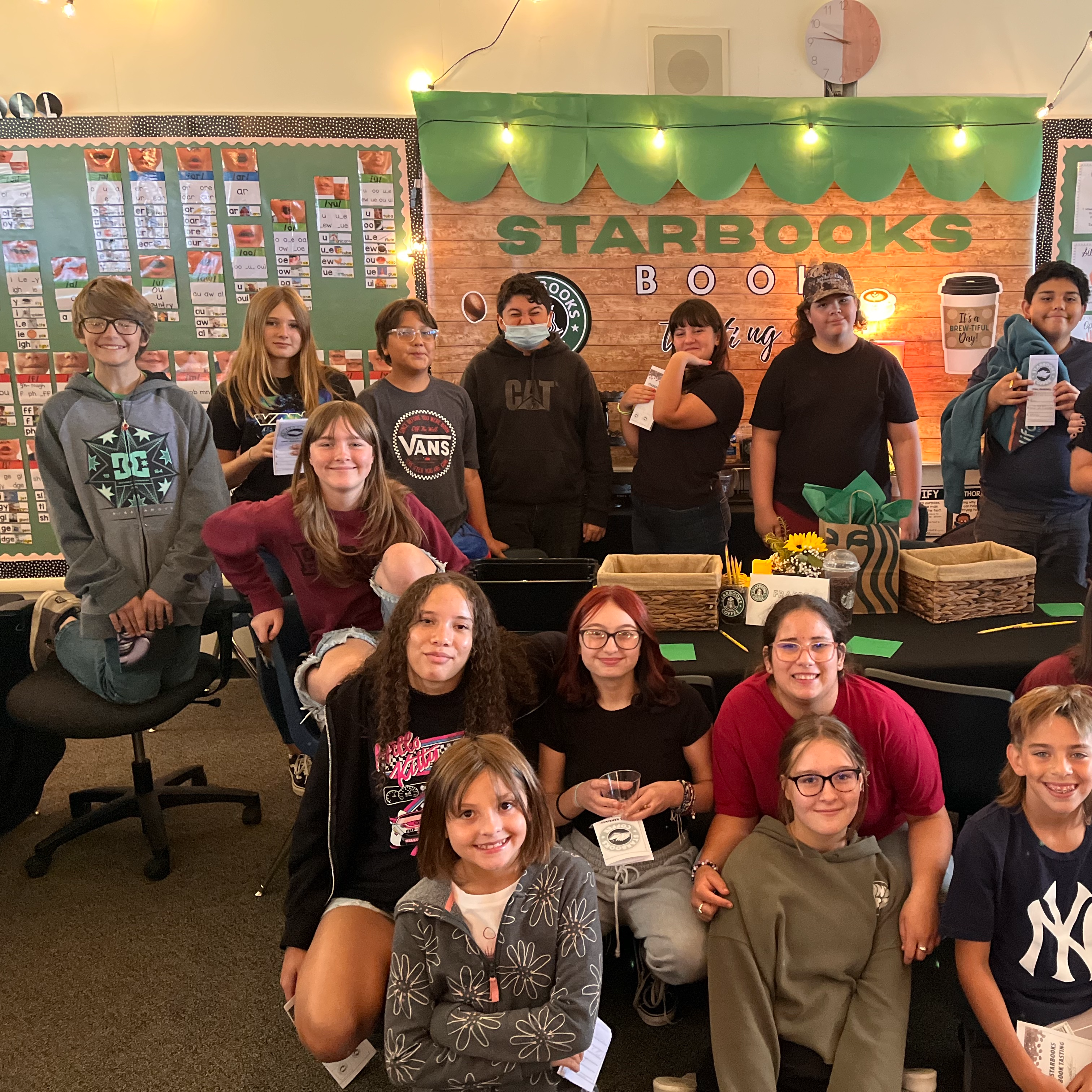 7th grade with Mrs. Welch at book tasting event