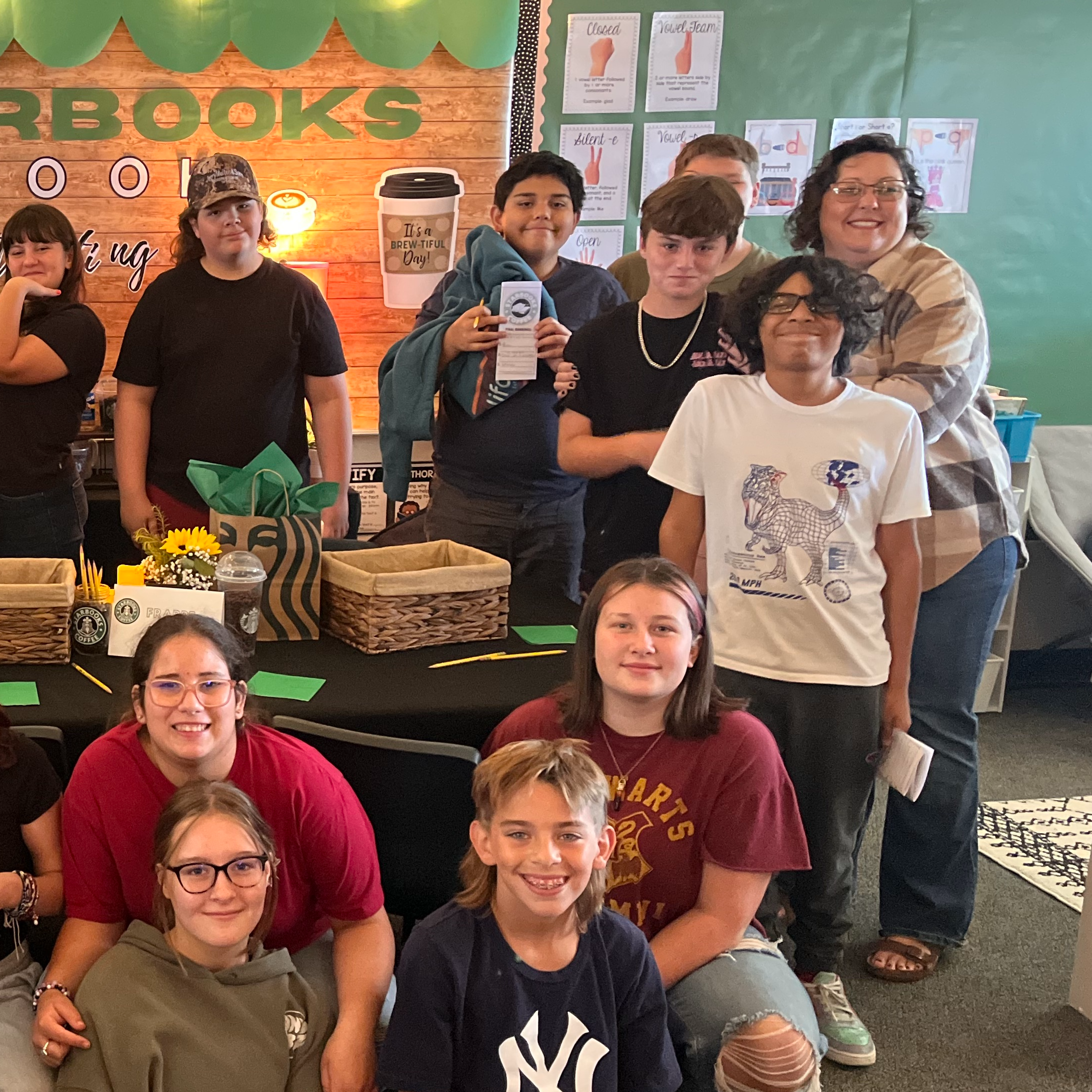 7th grade with Mrs. Welch at book tasting event