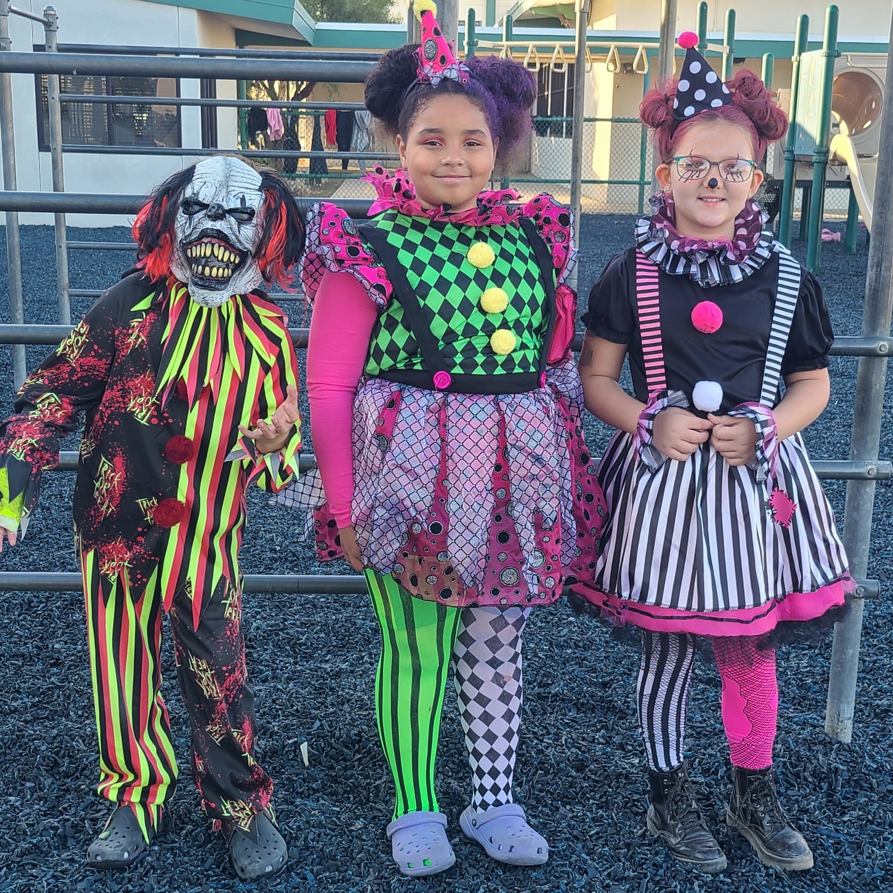 students in clown costume