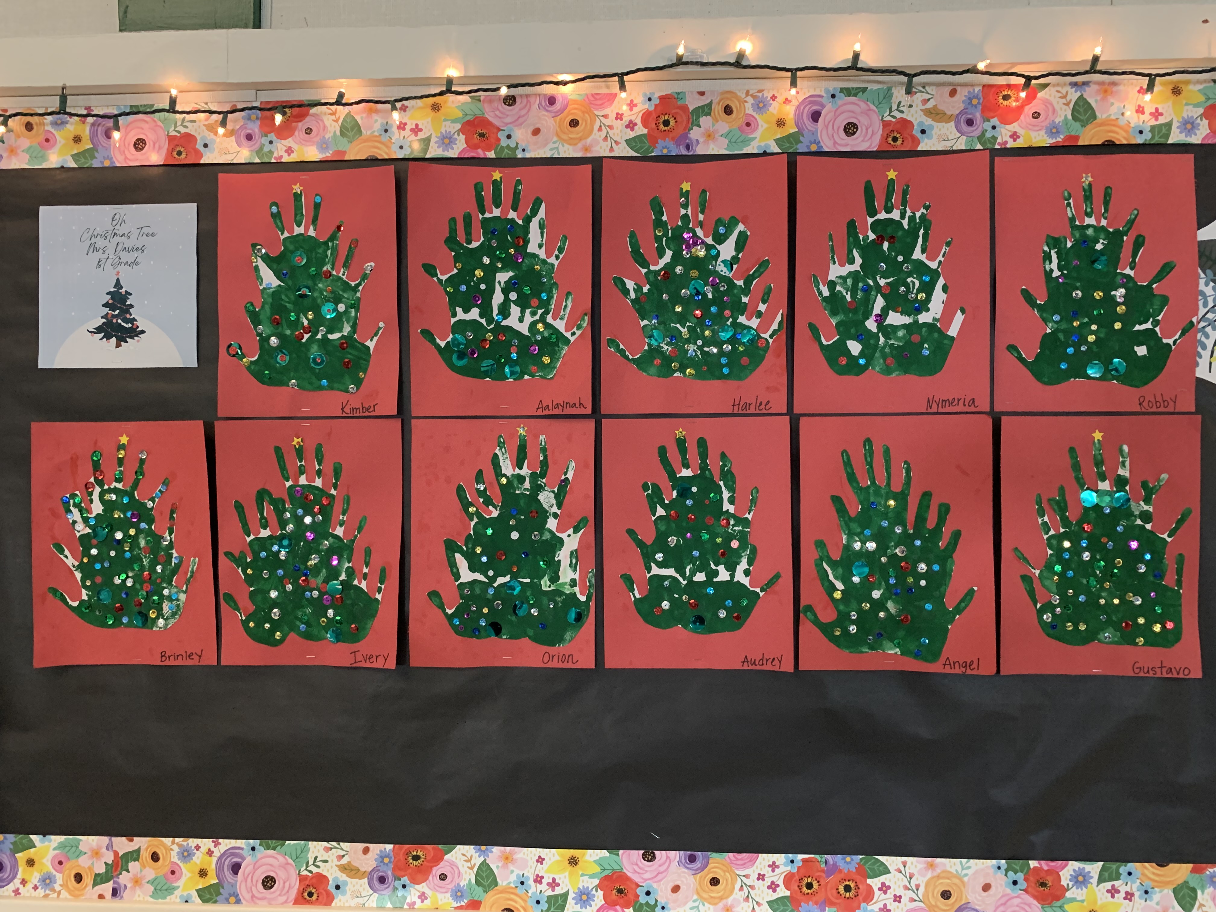 1st grade's Christmas tree artwork