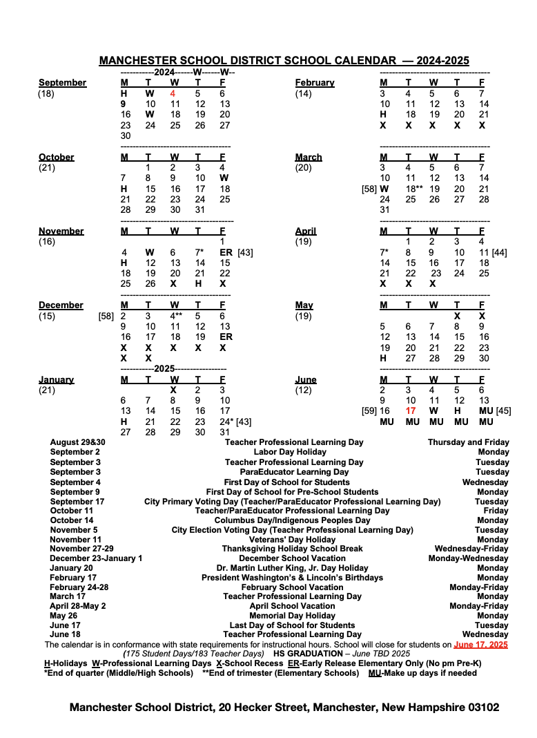 Calendars (Printable) | MANCHESTER SCHOOL DISTRICT