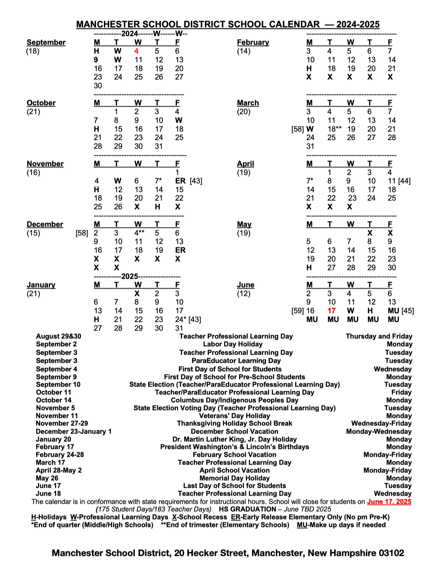 Nh School Calendar 2025 Images References :