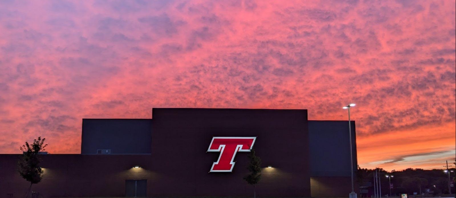 sunset behind Tonganoxie High School