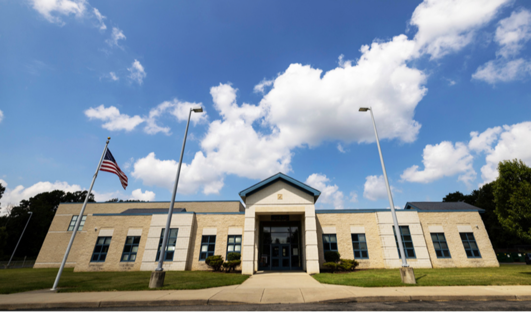 Exterior photograph of Chaney Middle School 