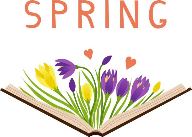 Spring cartoon with books