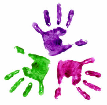 three kids handprints