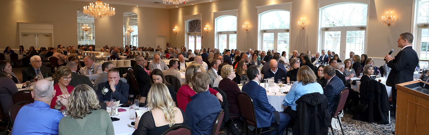 People sitting at tables during the WNYESC Awards Banquet