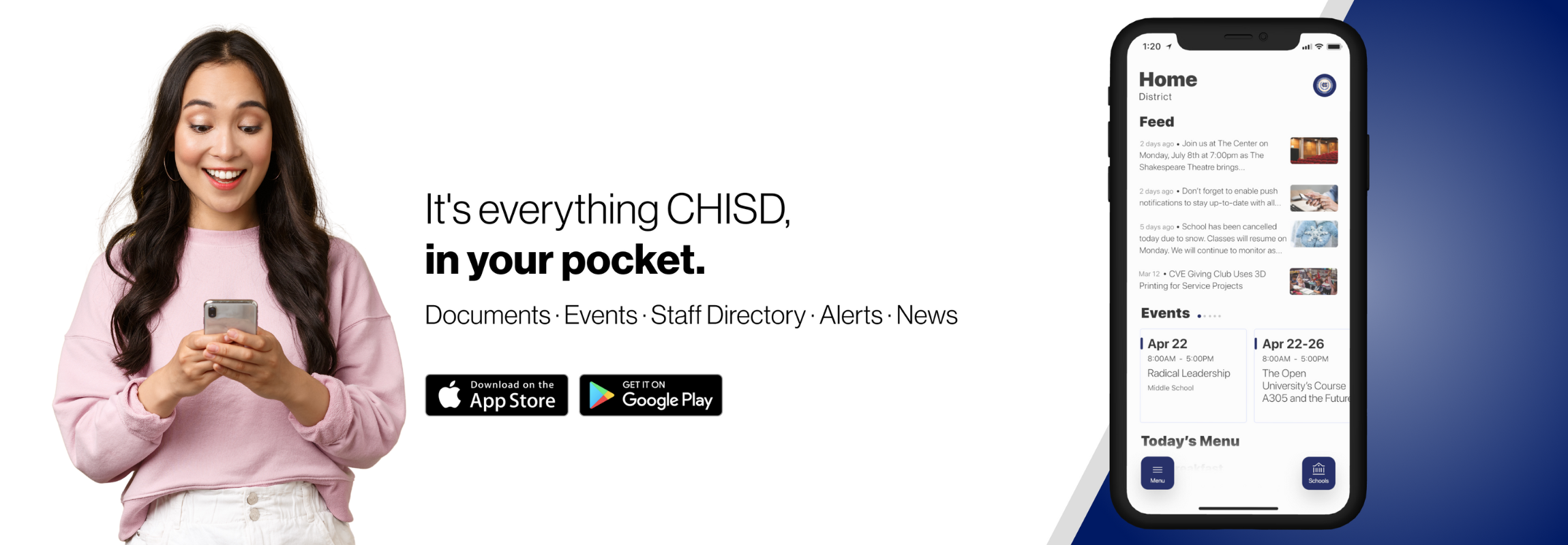 Chapel Hill ISD App - Apple Store and Google Play