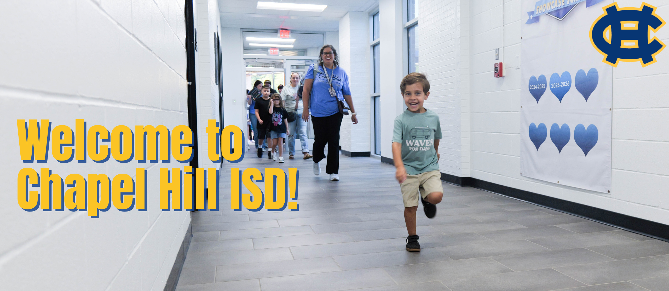 a student running down the hall at Wise Elementary