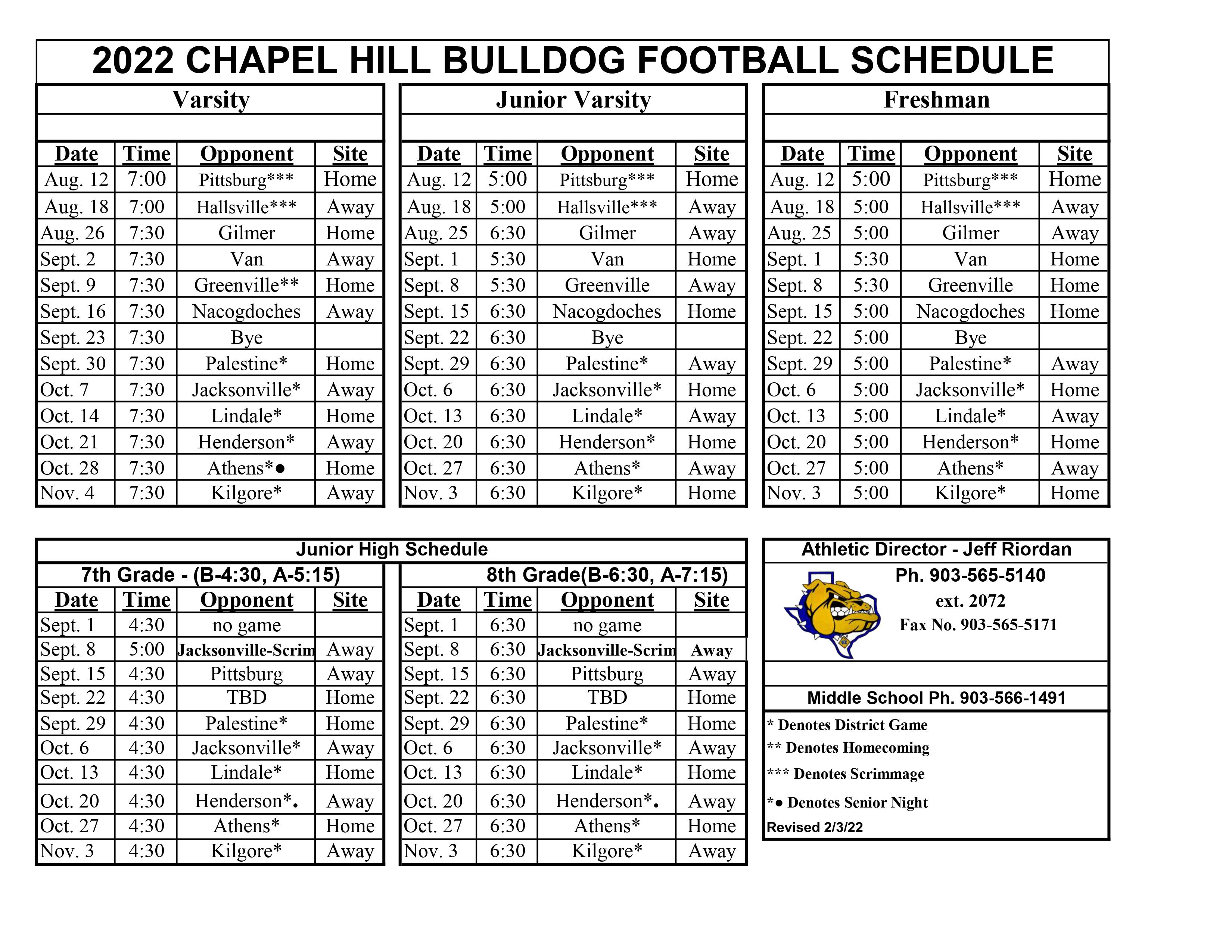 Schedules Chapel Hill High School