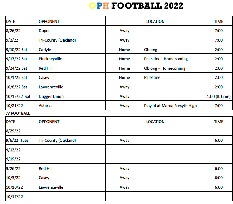 High School Sports Schedule and Information | Oblong CUSD #4