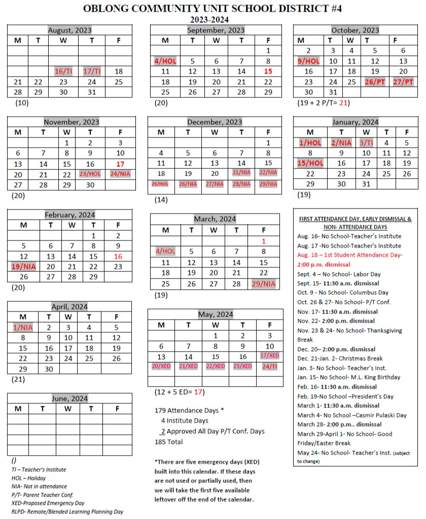 District Calendar Page 1 