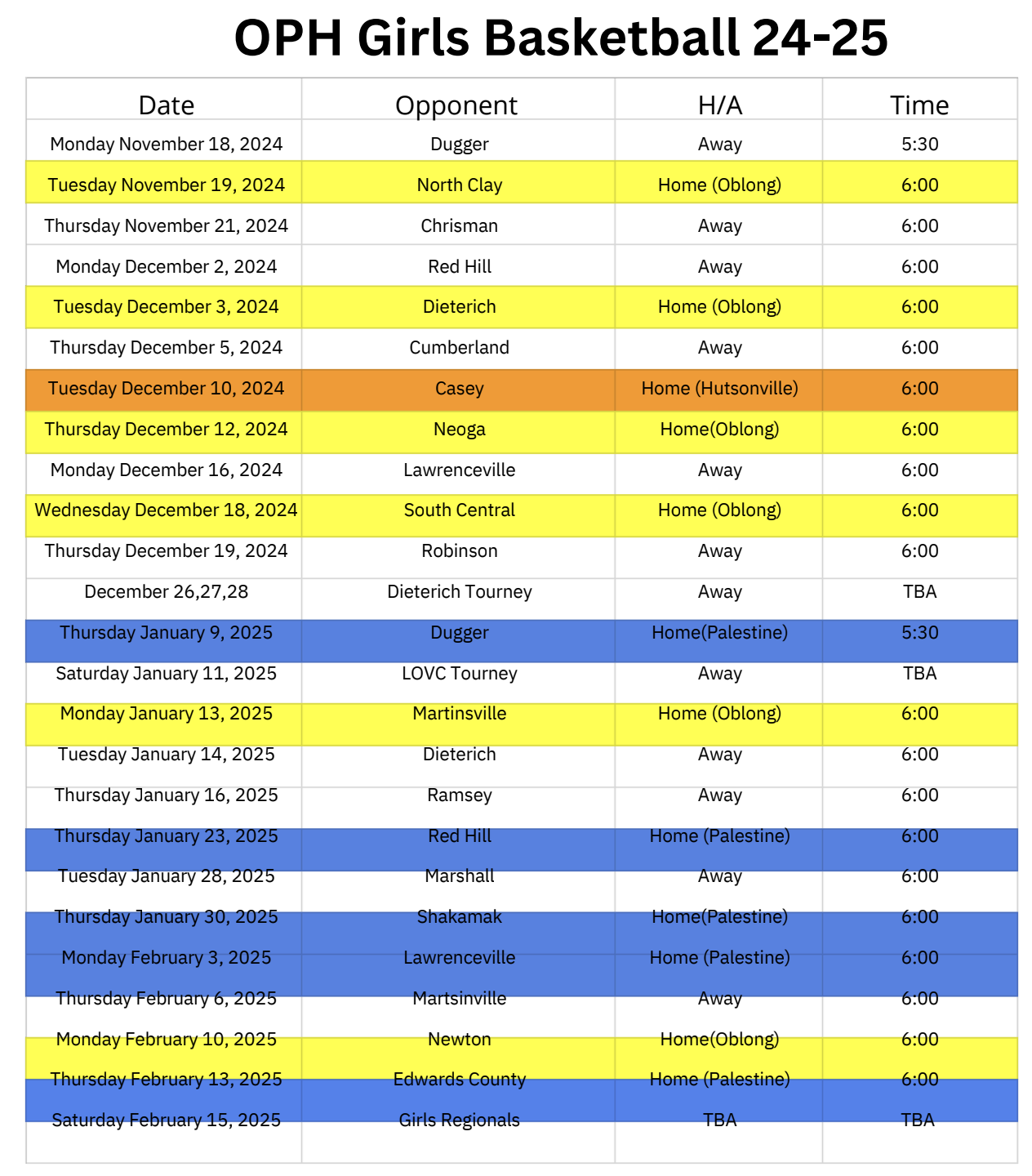 schedule