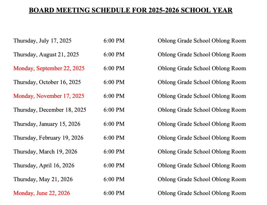 2025-2026 board meeting dates and times