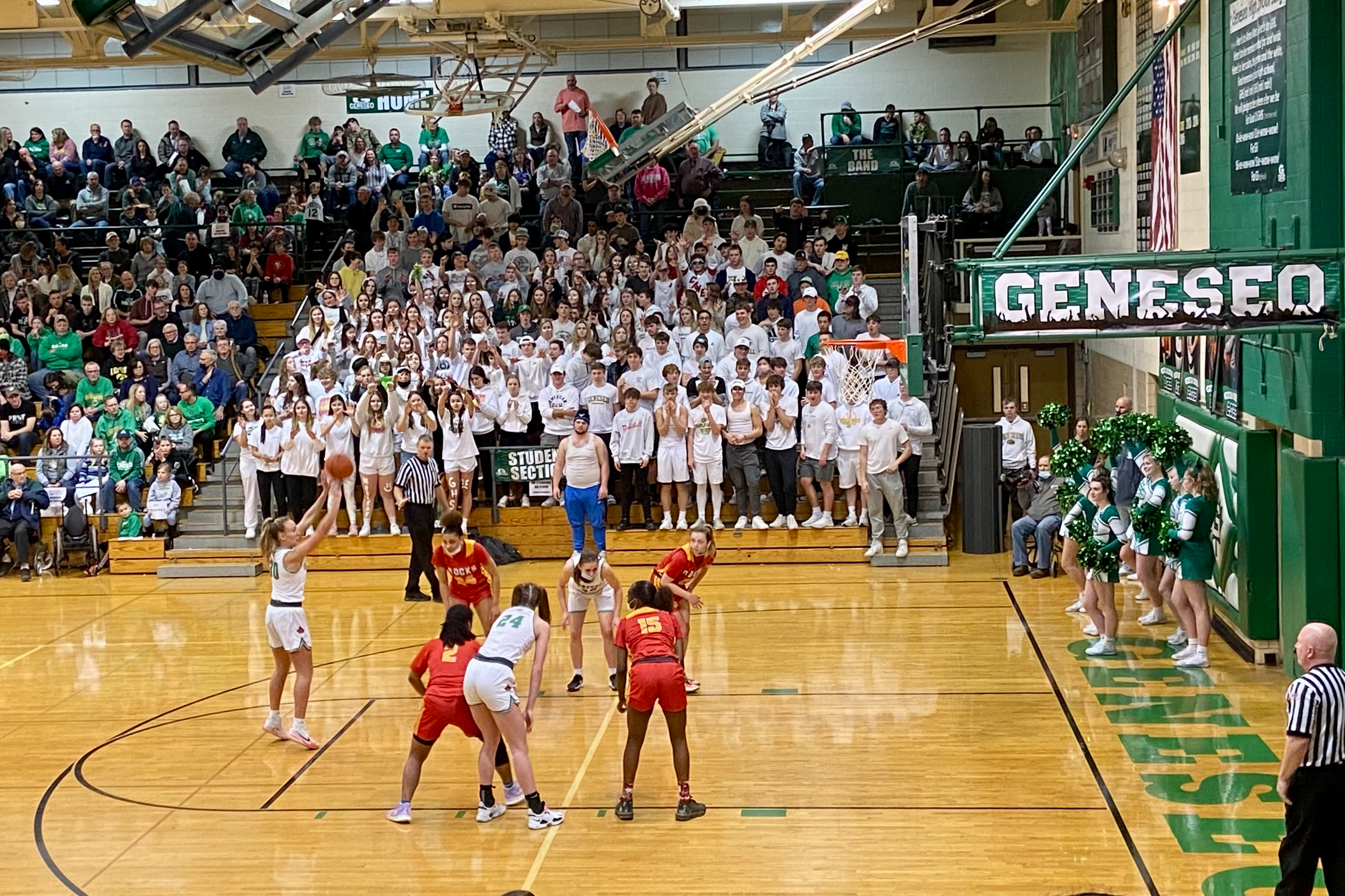 Inside the gym for a girls' basketball game at GHS