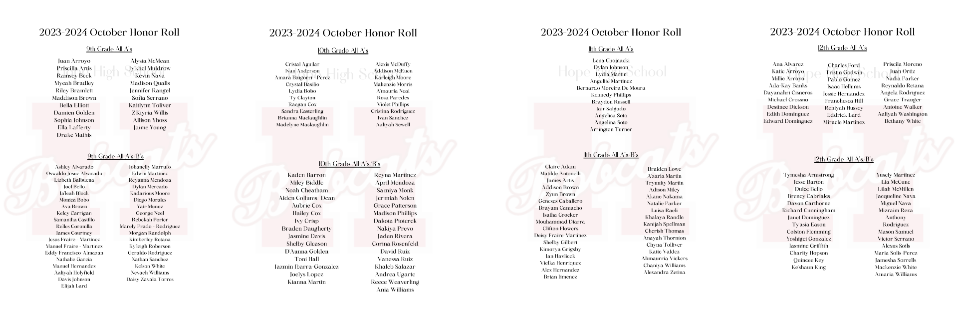 Honor Roll october 23