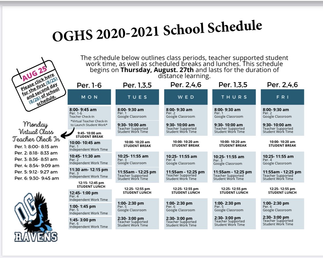 OGHS 2020-2021 School Schedule