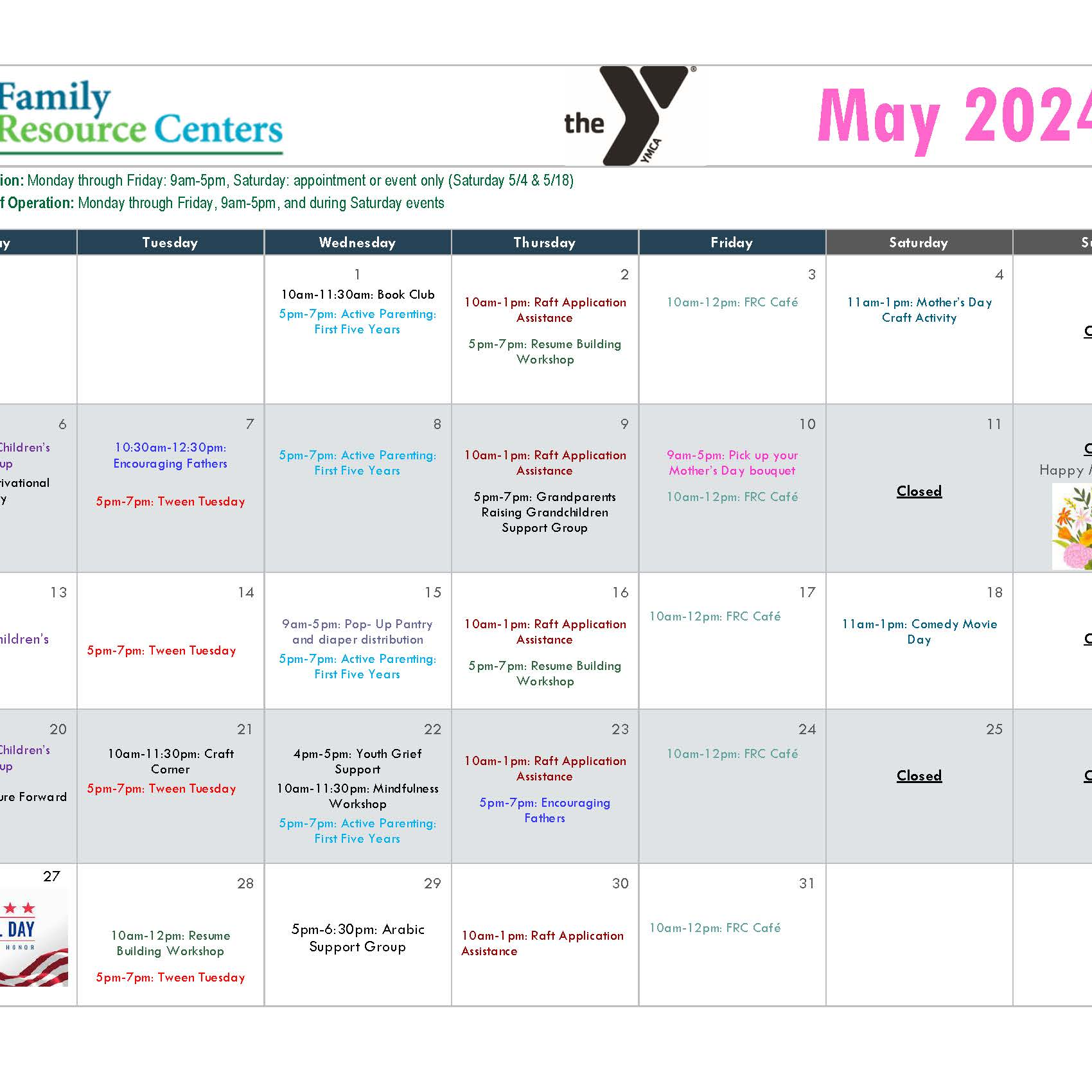 FRC may monthly calendar, white background