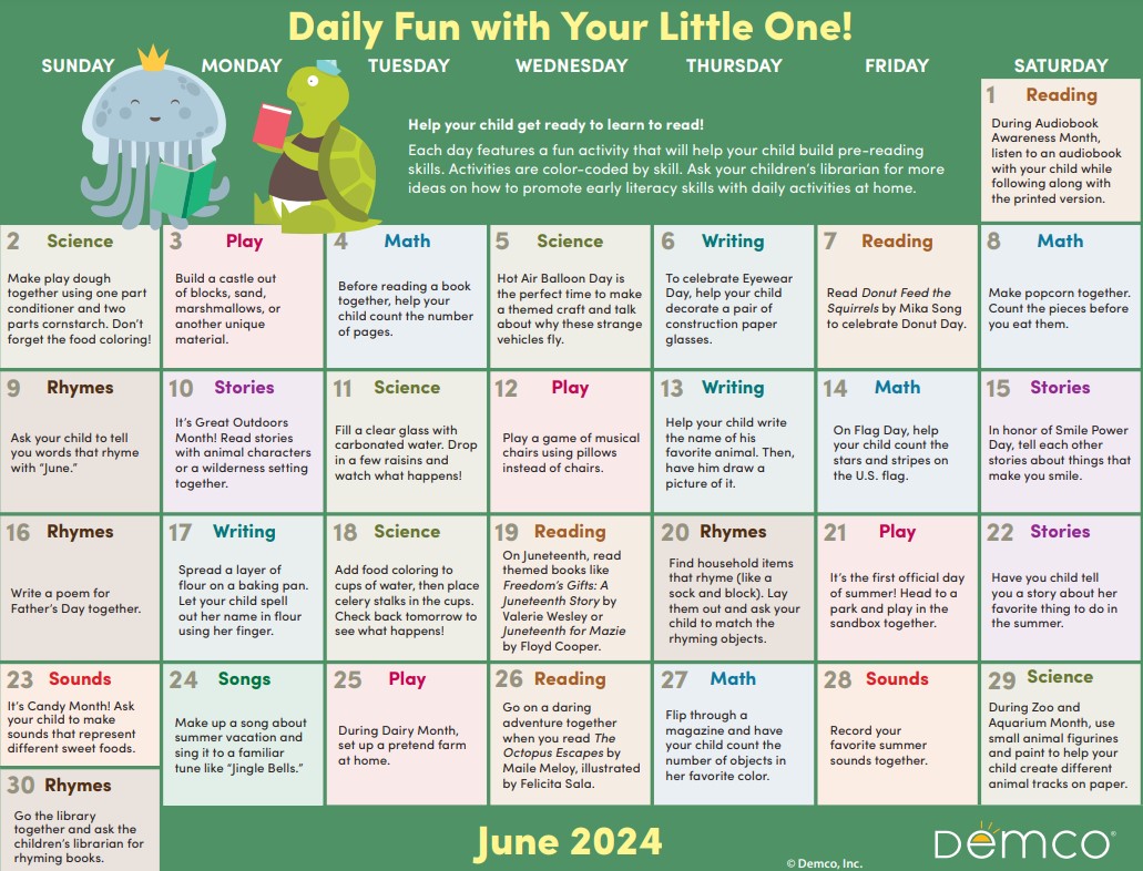 June Early Literacy Calendar