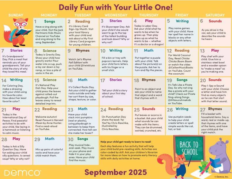 Sep early lit calendar