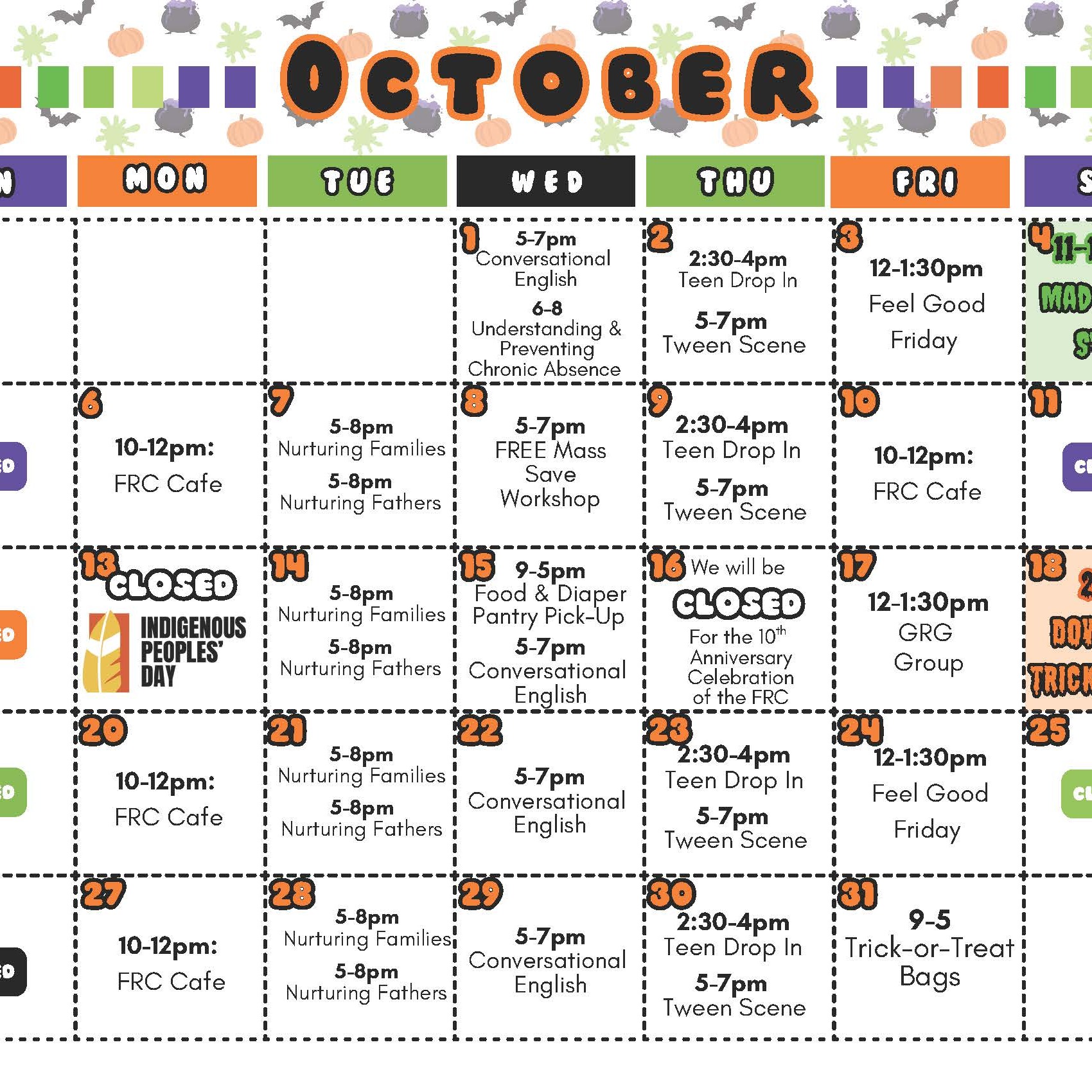 October FRC calendar 1