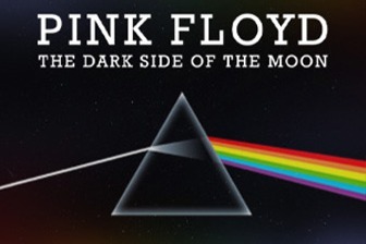 Logo for Pink Floyd's album "The Dark Side of the Moon," featuring a prism casting a rainbow.
