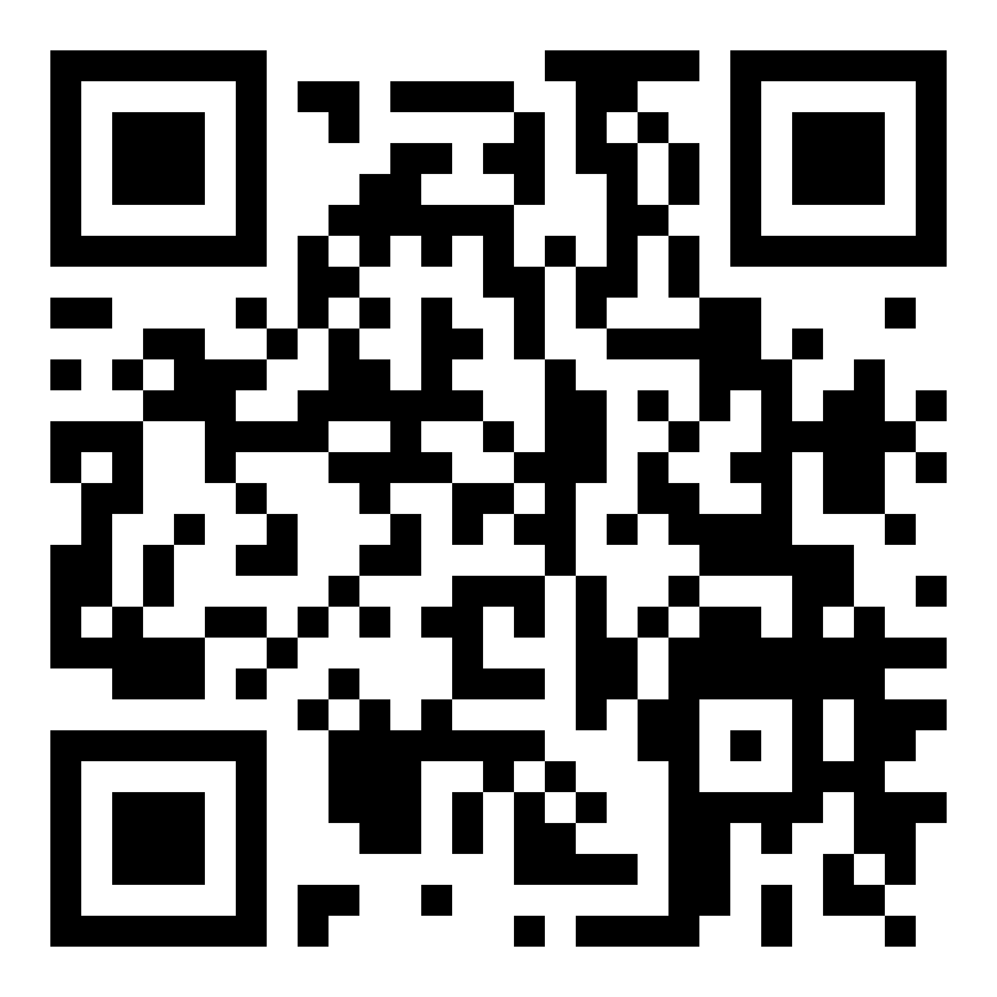A QR code displayed in black and white with distinct square patterns against a white background.