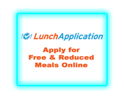 Lunch Application Button with text Apply for Free & Reduced Meals Online