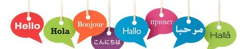 Name tags with "hello" in different languages