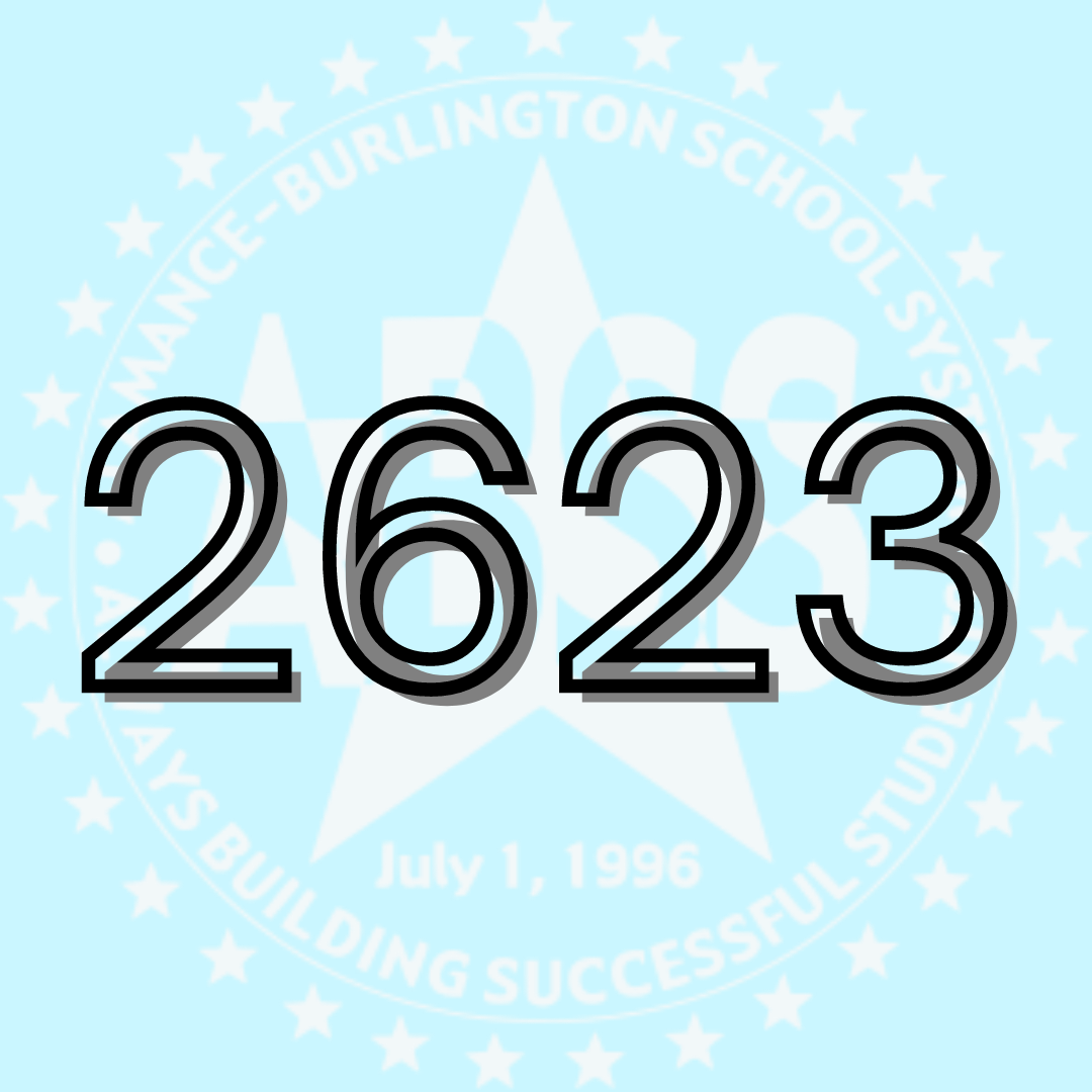 Blue background with a faded ABSS logo and a large black "2623" in front