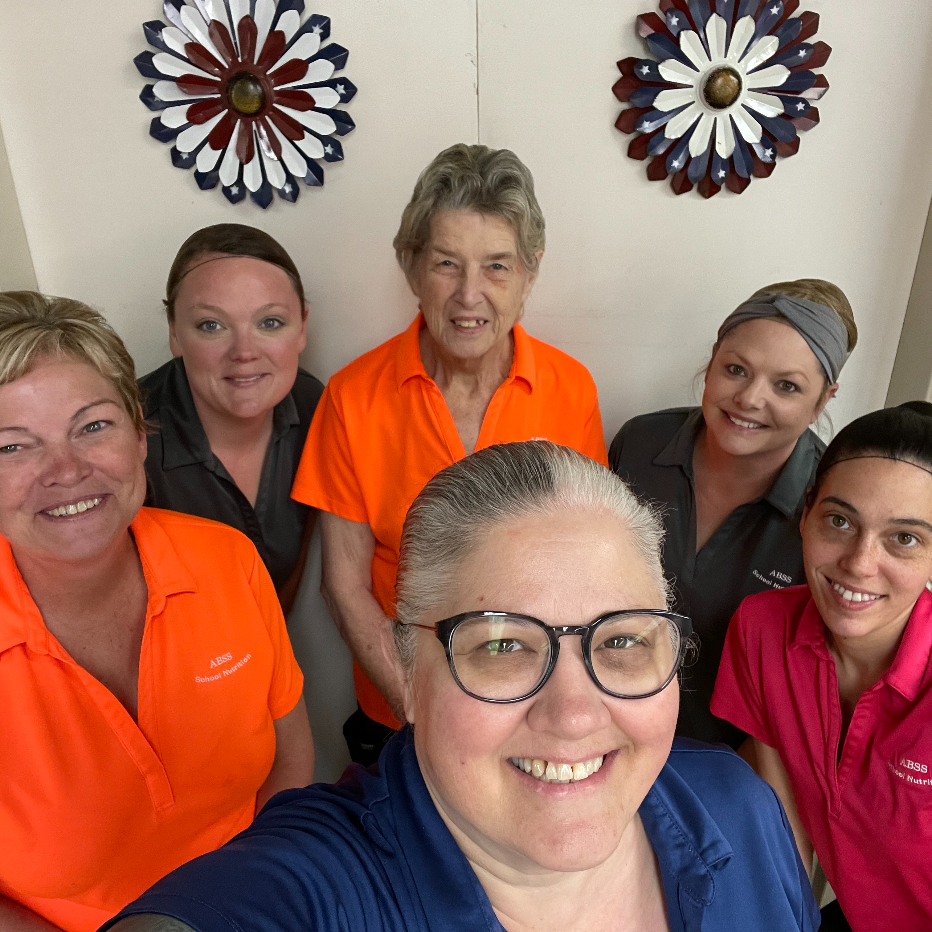 school nutrition staff posing for a selfie