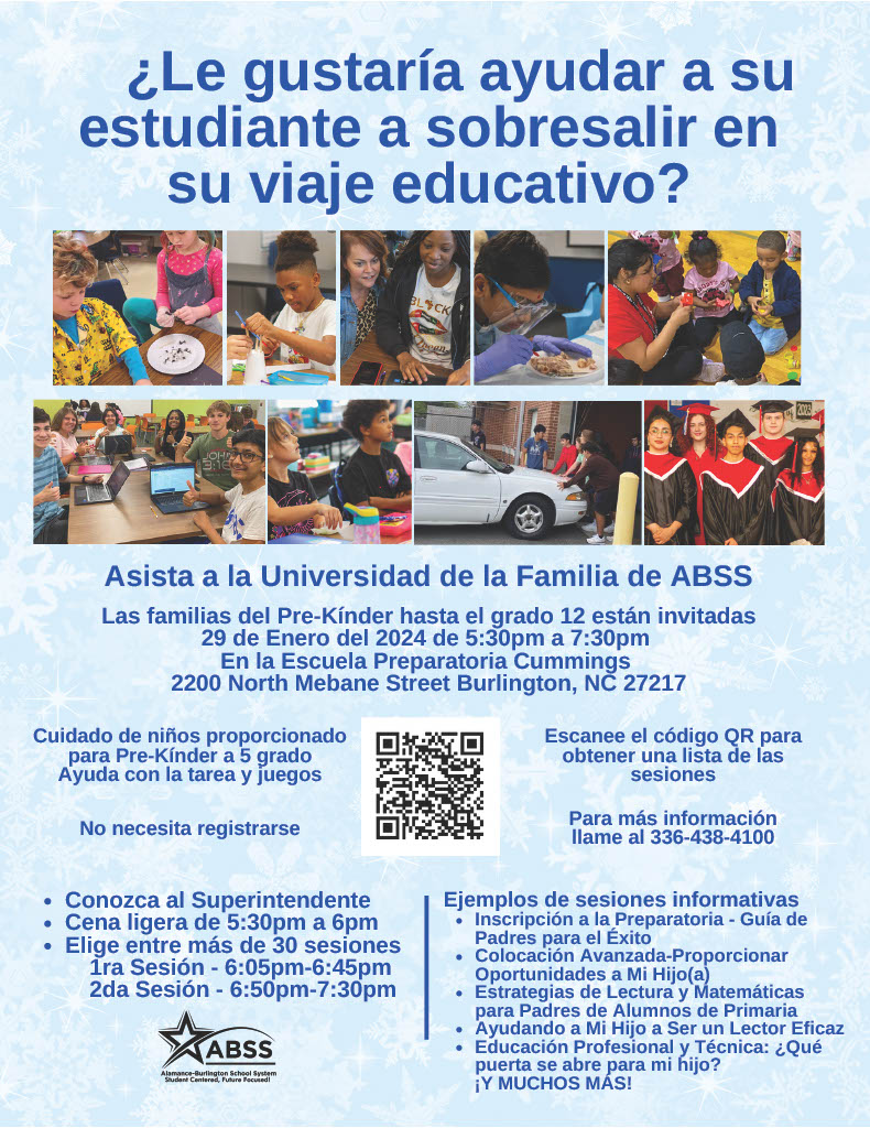 Flyer in Spanish summarizing the Family University information found on this website