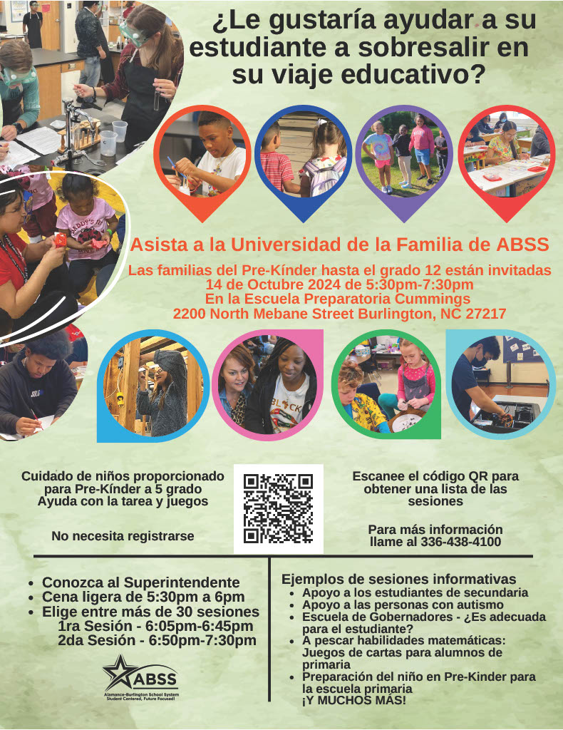 Flyer in Spanish summarizing the Family University information found on this website