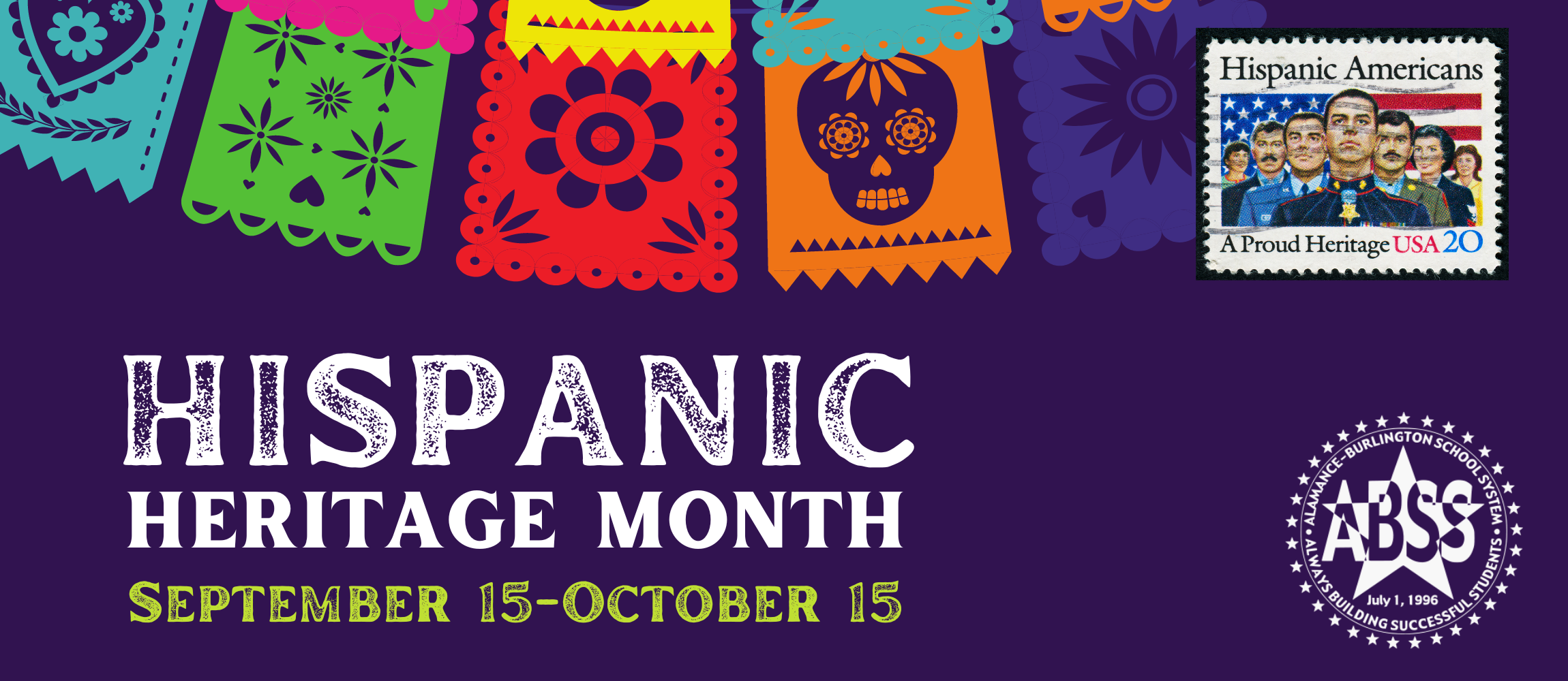 Hispanic Heritage Month banner with the dates September 15-October 15