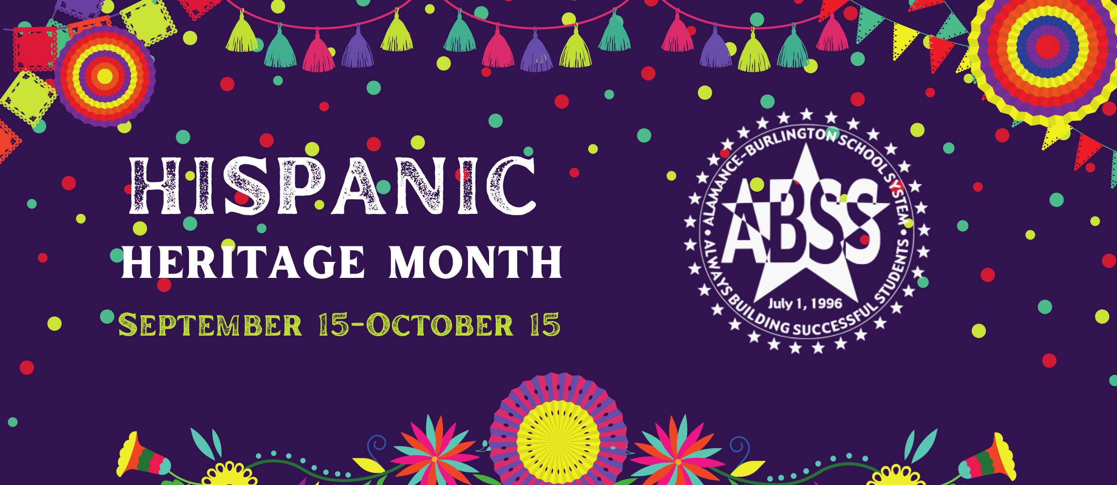 Hispanic Heritage Month banner with the dates September 15-October 15