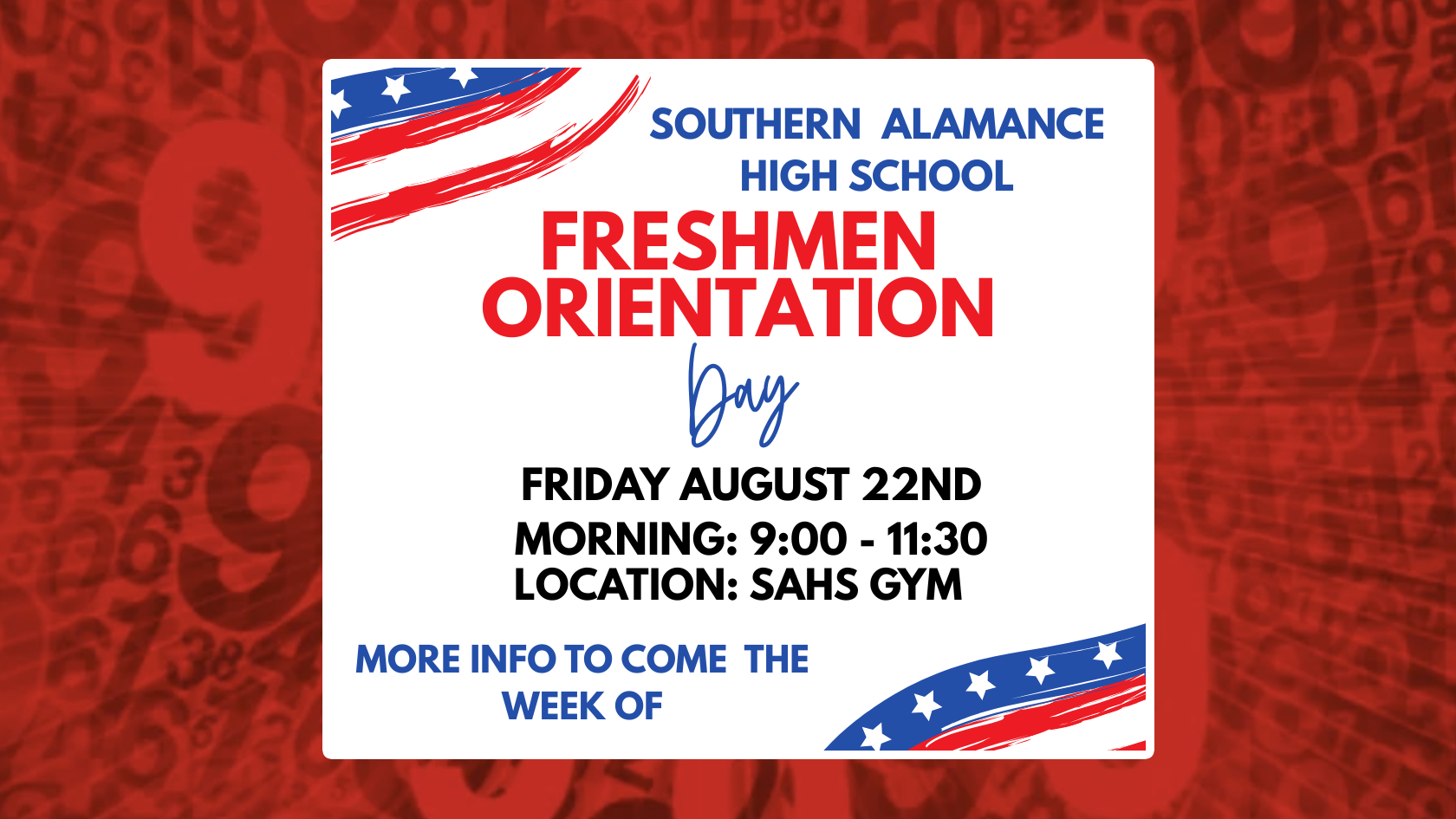 9th grade orientation web post-banner with red 9s