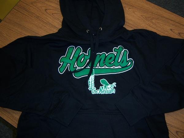Black Hoodie with Green Hornets and Inchelium logo
