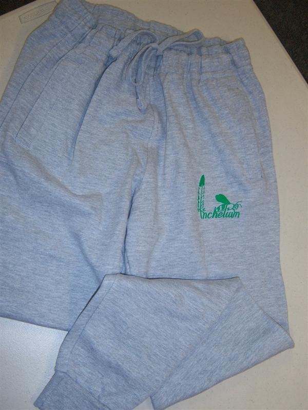 Gray Sweatpants with small green Logo
