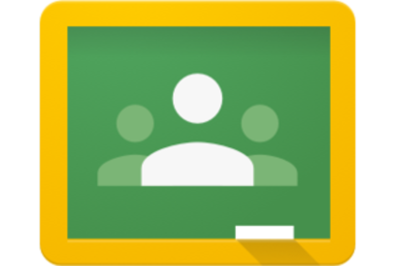 Google Classroom logo green chalkboard with yellow border
