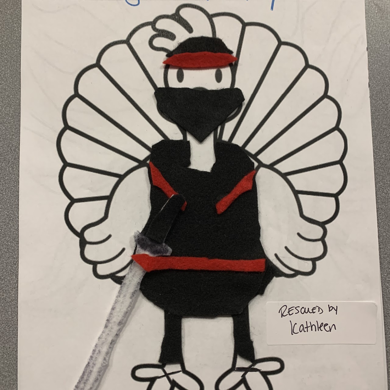 Ninja Turkey. Rescued by Kathleen