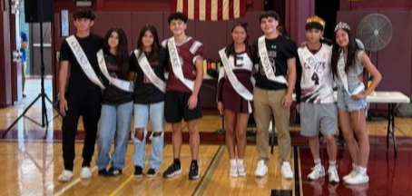 From left to right, Count - Sebastian Espinosa, Countess - Kaley Rivas, Dutchess - Genesis Auquilla, Duke - Thomas Romano, Princess - Jessica Martinez, Prince - Joseph Wehrman, King - Noah Olivares, Queen - Riannah Gutierrez