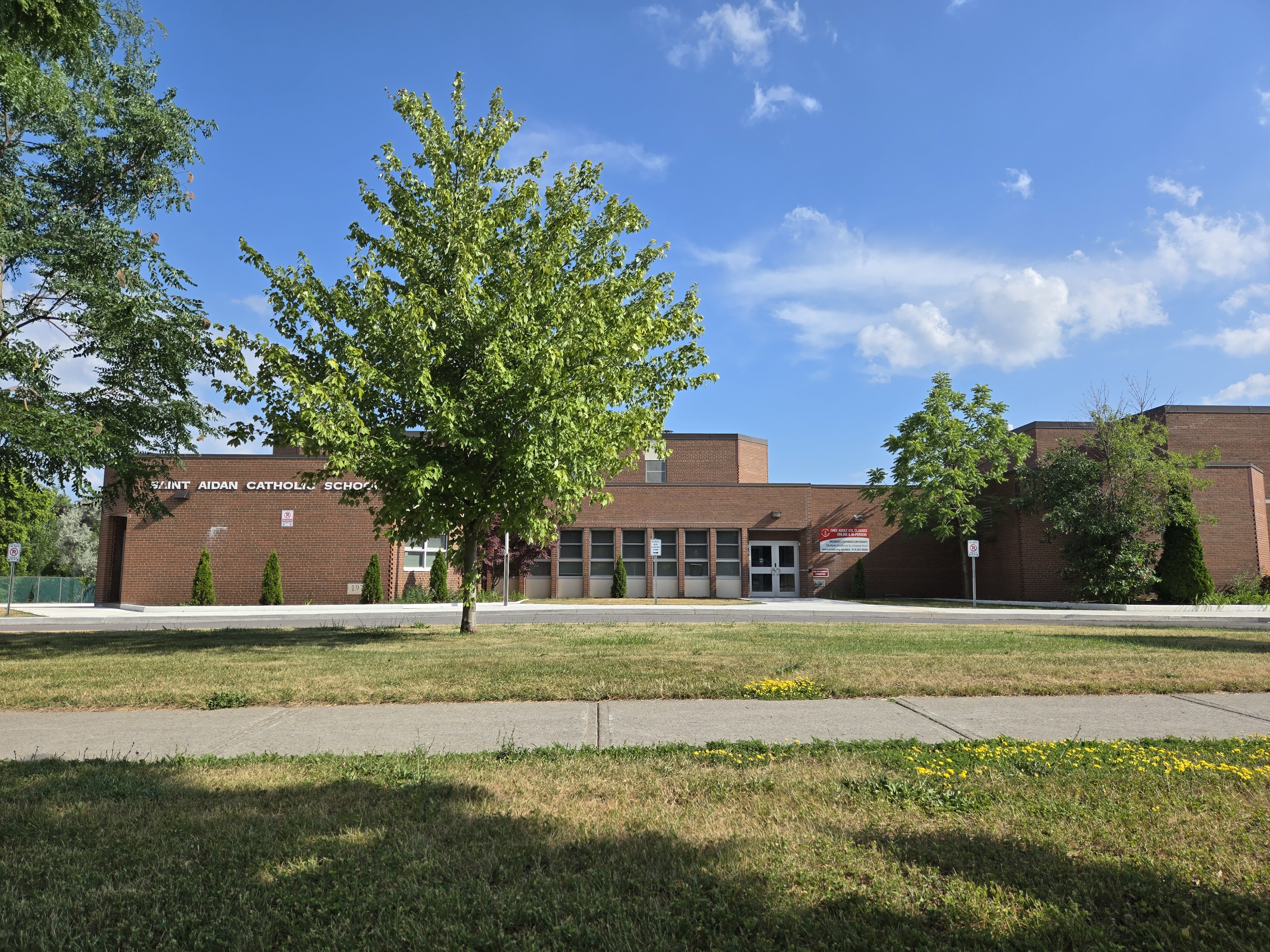 The front of the school building
