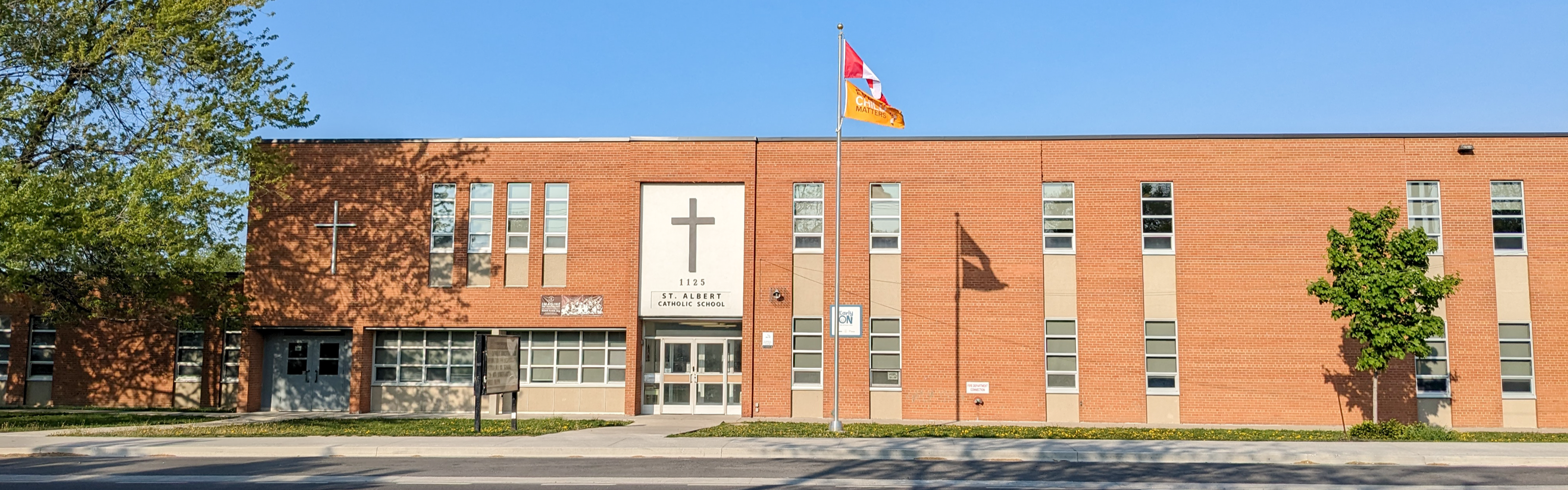 The front of the St. Albert Catholic School building