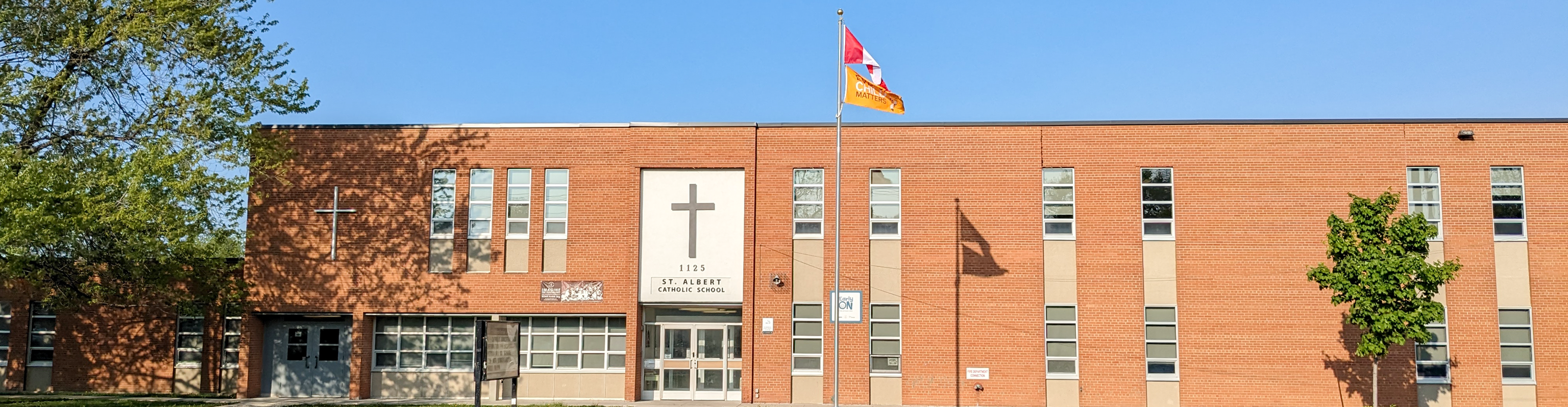 The front of the St. Albert Catholic School building