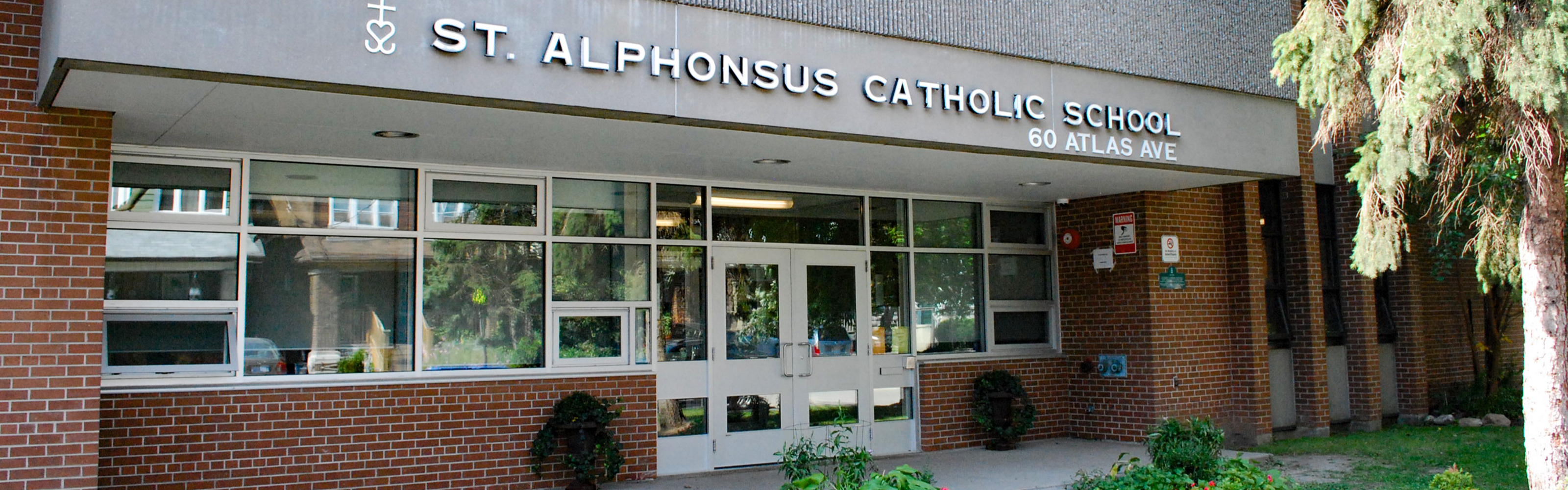 The front of the St. Alphonsus Catholic School building.